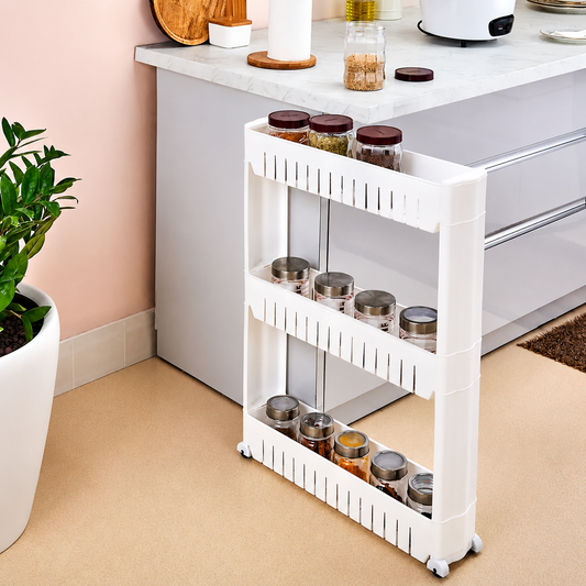 3 Tier Ultra Slim Rolling Storage Rack Organizer