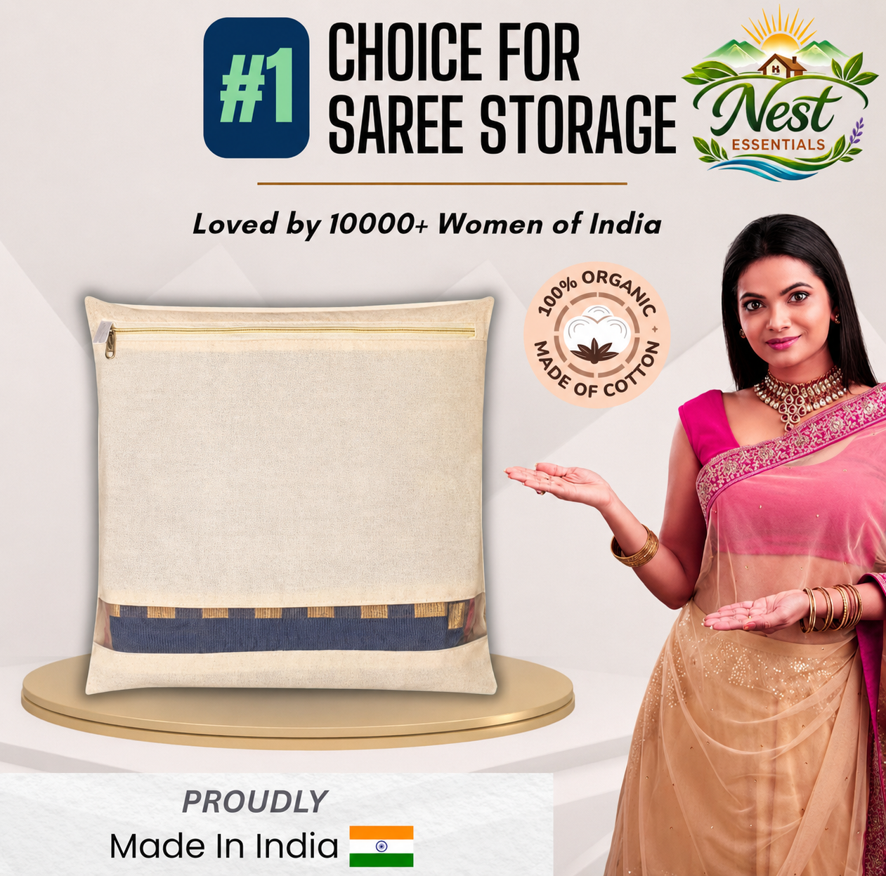 Premium Cotton Saree Covers with Zip