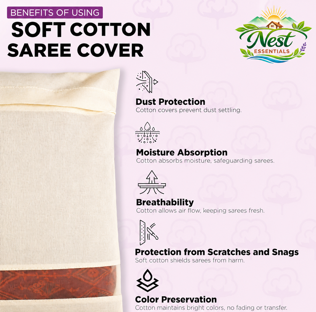 Premium Cotton Saree Covers with Zip