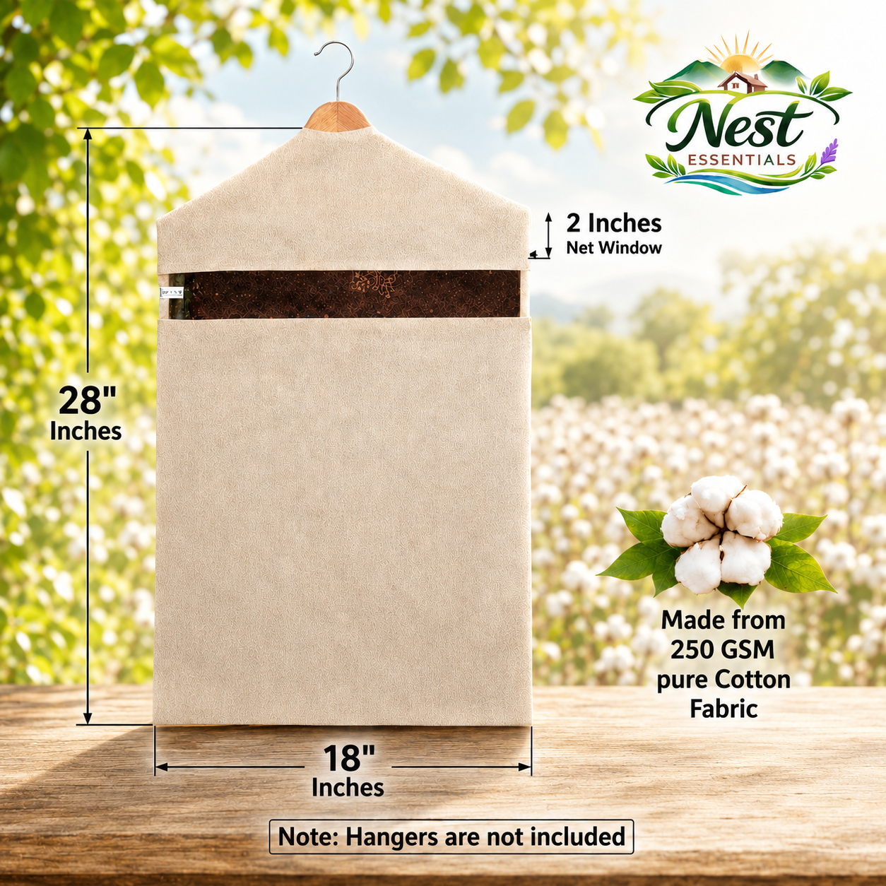 Premium Cotton Hanging Saree Covers with Zip-Large Size