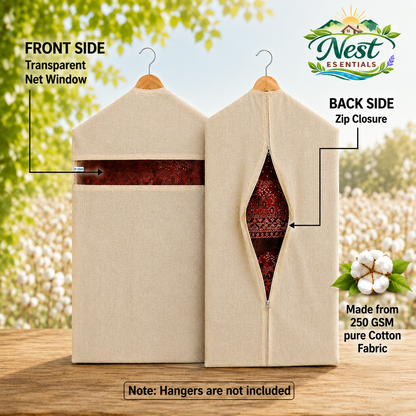 Premium Cotton Hanging Saree Covers with Zip-Large Size
