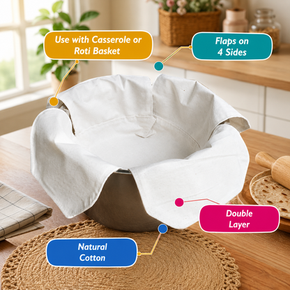 Premium Cotton Double Layer Roti Clothes Wrap with Flaps