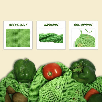 Natural Cotton Vegetable Storage Bags for Fridge | Set of 3 | Keeps Veggies Fresh 2x Longer