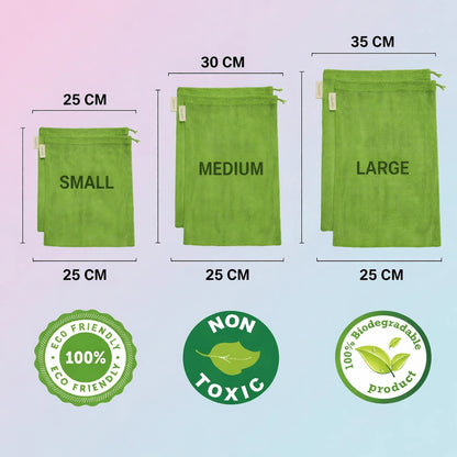 Natural Cotton Vegetable Storage Bags for Fridge | Set of 3 | Keeps Veggies Fresh 2x Longer