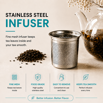 Premium Borosilicate Glass Tea Pot with Infuser-650 ML