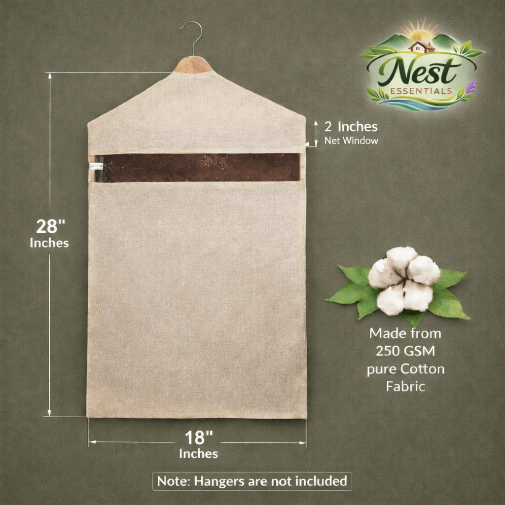 Premium Cotton Hanging Saree Covers with Zip-Large Size