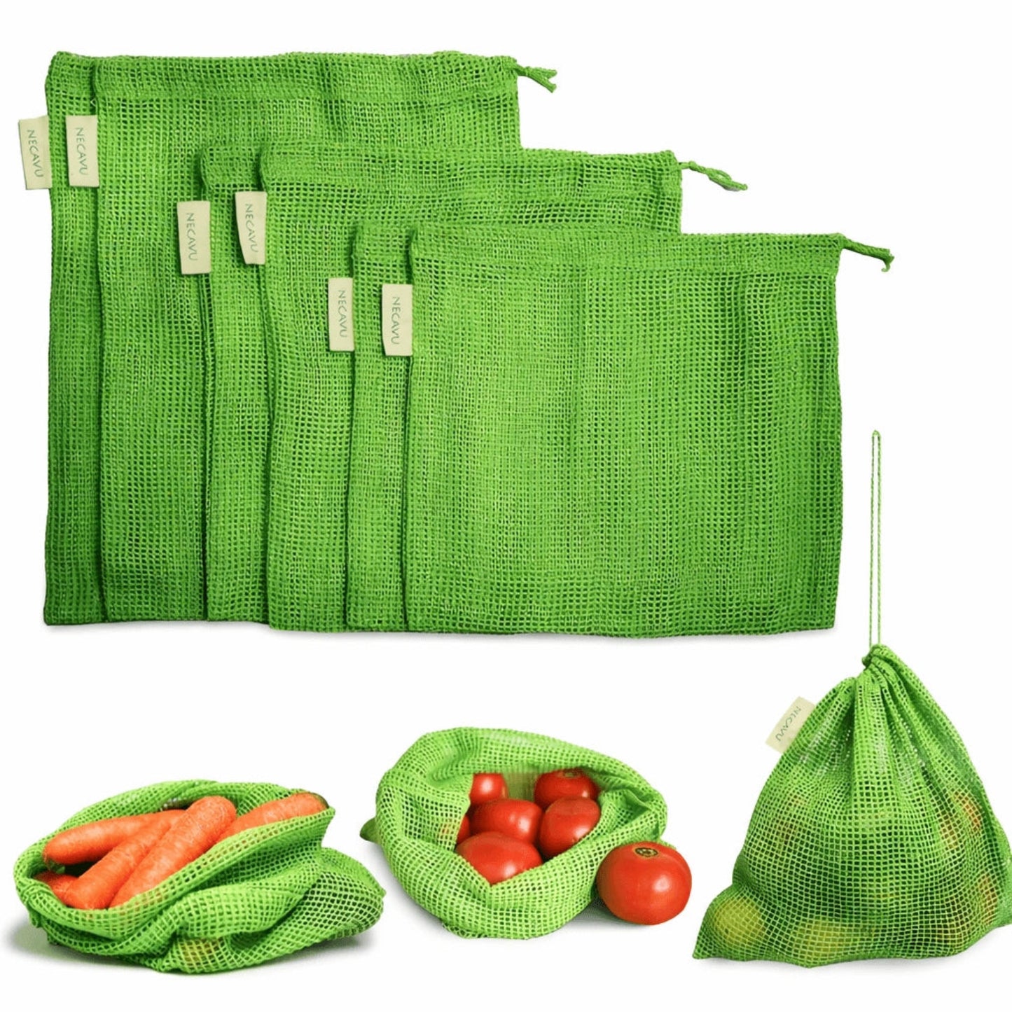Natural Cotton Vegetable Storage Bags for Fridge | Set of 3 | Keeps Veggies Fresh 2x Longer