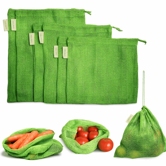 Natural Cotton Vegetable Storage Bags for Fridge | Set of 3 | Keeps Veggies Fresh 2x Longer