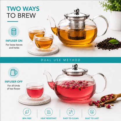 Premium Borosilicate Glass Tea Pot with Infuser-650 ML