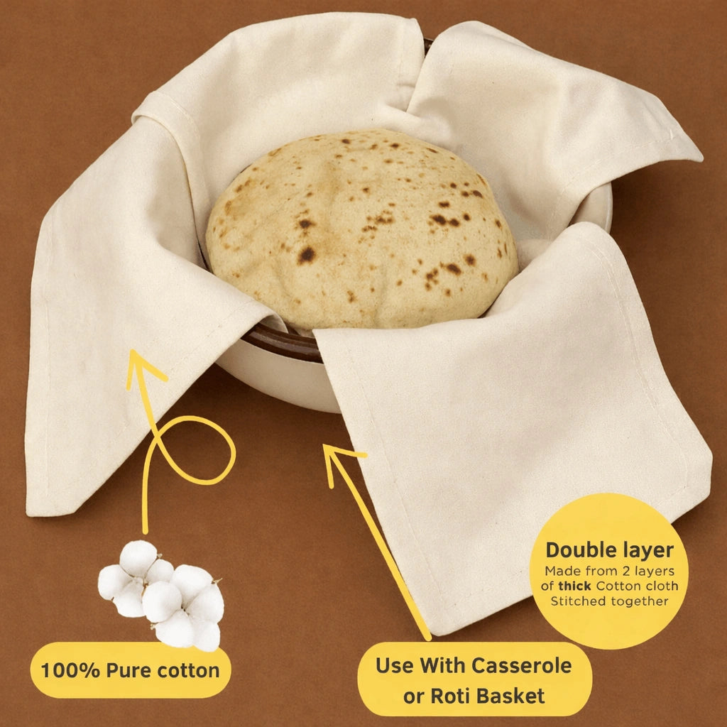 Premium Cotton Double Layer Roti Clothes Wrap with Flaps